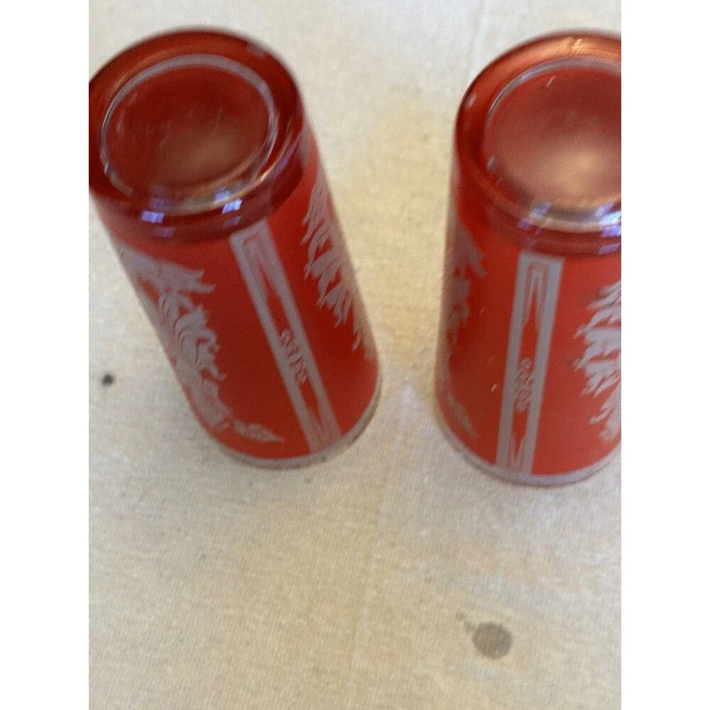 Set 2 VTG 1960 Mid Century Culver Red Gold Siam Thai Goddess Drinking Glasses
